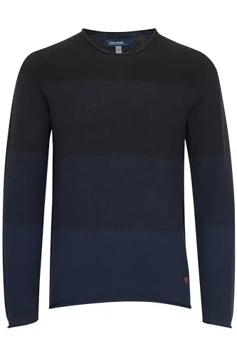 Blend BHBenno Herren Strickpullover Feinstrick Pullover mit Rundhals-Ausschnitt 100% Baumwolle Regular fit, Größe:L, Farbe:Dark Navy Blue (74645)