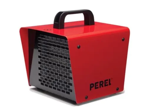 Perel Heizlüfter 2000 W, kompakt und leistungsstark - Elektroheizungen mit 2 Heizstufen und PTC-Heizelement. Ideal für Werkstätten und Garagen, mühelos transportierbar dank praktischem Griff.
