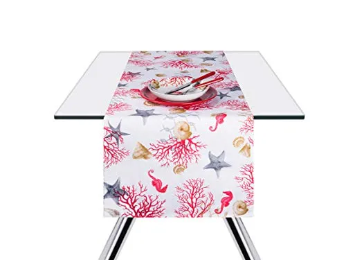 Excelsa Tischläufer Coral 45x140 cm - Bunt und Modern - Tischläufer aus 100% Baumwolle, ideal als stilvolle Alternative zu Tischdecken. Perfekt für zwei Plätze, bringt eine moderne Note in Ihr Zuhause.