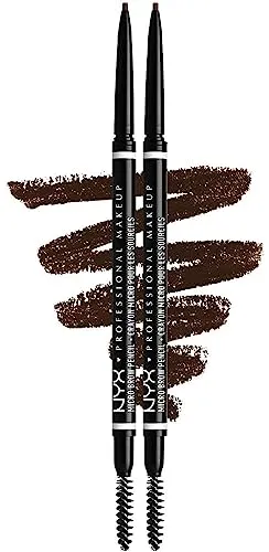 NYX Professional Makeup Augenbrauenstift Doppelpack, Micro Brow Pencil, Beidseitig mit ausdrehbarem Augenbrauenstift und Bürstchen, Wasserfest, Eyebrow Pencil, Vegane Formel, Farbton: 07 Espresso