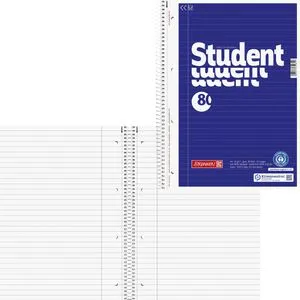 Brunnen Collegeblock Student 106783101, A4, Innenrand, 70 g/m², Recycling, 80 Blatt, liniert