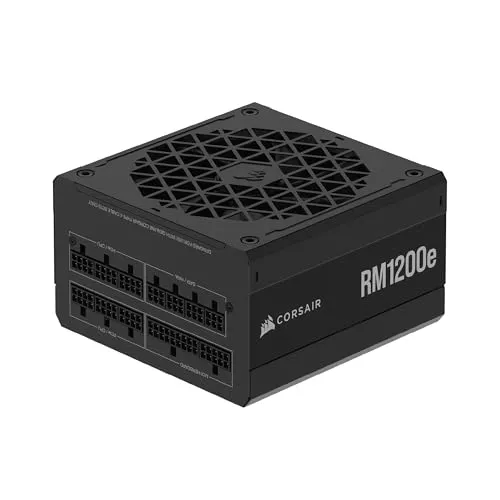 CORSAIR RM1200e (2023) Vollmodulares Geräuscharmes ATX Netzteil mit 12V-2x6 Kabel – ATX 3.1 & PCIe 5.1-Konform, Cybenetics Platinum-Effizienz, 105°C-Kondensatoren, Moderner Standby-Modus – Schwarz