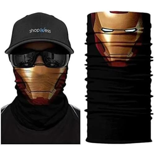 ShopINess Unisex Schlauchschal Halswärmer Neckwarmer Multifunktions schlauchtuch für Motorrad Bikes Sport Festival Halloween Karneval - IronM Style