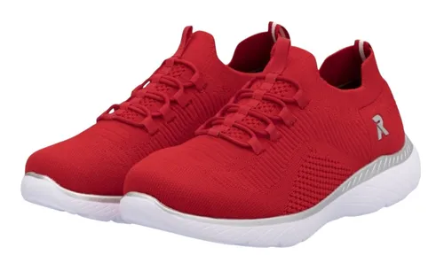 Rieker Damen Low-Top Sneaker M5074, rot - Damen-Sneaker mit flachem Absatz, bequemem Textil-Obermaterial und ideal für Freizeitaktivitäten oder den Alltag.