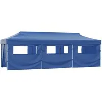 vidaXL Faltzelt Partyzelt Pop-Up 3 x 9 m Blau mit 8 Seitenwänden