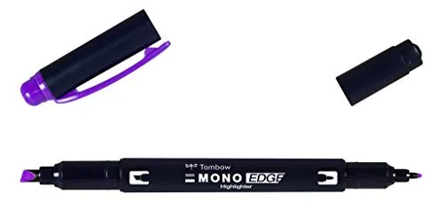 Tombow MONO edge Textmarker mit zwei Spitzen, purple, Keilspitze und Finelinerspitze, schnell trocknend, umweltfreundliches Design [WA-TC97]