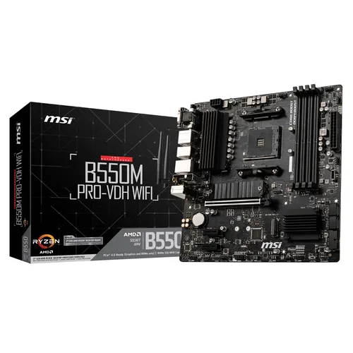 MSI B550M PRO-VDH WiFi - M-ATX Gaming Motherboard für AMD Ryzen, blitzschnelle PCIe 4.0 Performance und herausragendes Kühlsystem