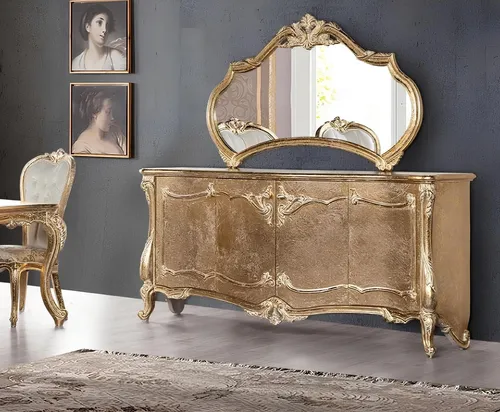 Elegante Barock Kommode mit Spiegel in gold von XLMOEBEL