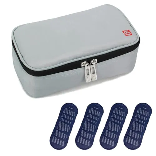 ALLCAMP Insulin Kühltasche Kühlbox für Tragbarer Organizer Diabetiker Medikamente mit 4 Eisbeuteln, Isolierfutter und Stiftaufbewahrung
