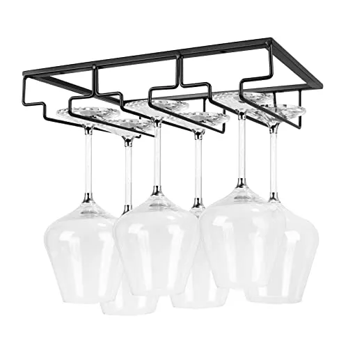 anshuke Weinglashalter Metall Weinglashalter Regal Hängender Weinglasregal mit 3 Reihige Halterung Hält 6-9 Weingläser für Familie Restaurant Hotel bar