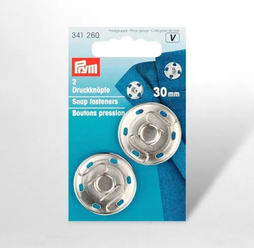 Prym 2 Druckknöpfe 30mm, Fb silber (341260); 1 Stück in silber von Prym