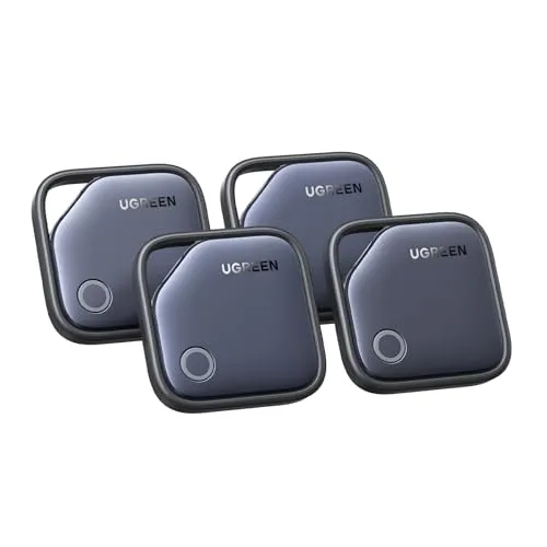 UGREEN FineTrack 4er Pack kompatibel mit Apple Find My (nur iOS), Bluetooth Tracker für Gepäck, Schlüsselfinder, Finder für Schlüssel, Koffer, Reisepässe Smarttag mit Austauschbarer Batterie