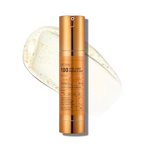 VT Cosmetics Vita-Light Reedle Shot 100, Serum mit Vitamin C Kapseln - Nachtpflege mit 99% reinem Vitamin C für verbesserte Hautstruktur und Feuchtigkeit. Ideal für empfindliche Haut, enthält beruhigendes CICA und sorgt für einen intensiven Glow über Nacht.