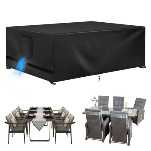 Venprodium Gartenmöbel Abdeckung Wasserdicht, Abdeckplane für Gartenmöbel | 420D Oxford, 180x120x74cm, Regenschutz, Anti UV, Gartentisch Abdeckung für Tische, Stühle, Sofas, Schwarz
