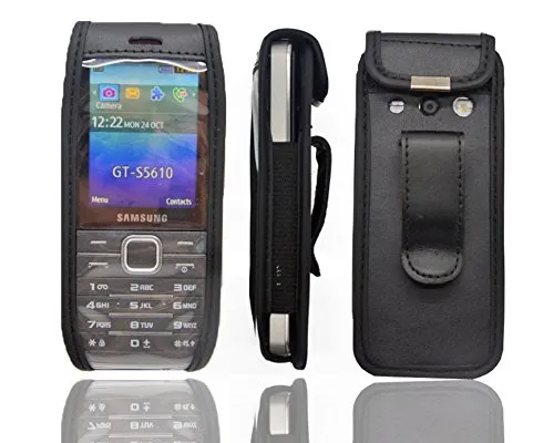 caseroxx Ledertasche mit Gürtelclip für Samsung GT S5610 / S5611 in schwarz – robuste Handy-Tasche mit Sichtfenster & Gürtelclip aus Echtleder, ideal für Beruf, Freizeit, Outdoor & sicheren Transport