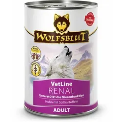 Wolfsblut VetLine Renal 6x395 g - Hundefutter zur Unterstützung der Nierenfunktion bei chronischer Niereninsuffizienz, mit reduziertem Phosphor- und Natriumgehalt sowie erhöhten Omega-3-Fettsäuren für gesunde Nieren.
