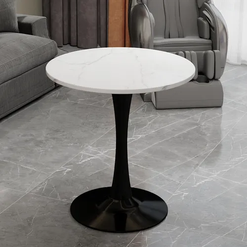 Odikalo Couchtisch Beistelltisch – Eleganter Wohnzimmertisch mit runder Marmorplatte