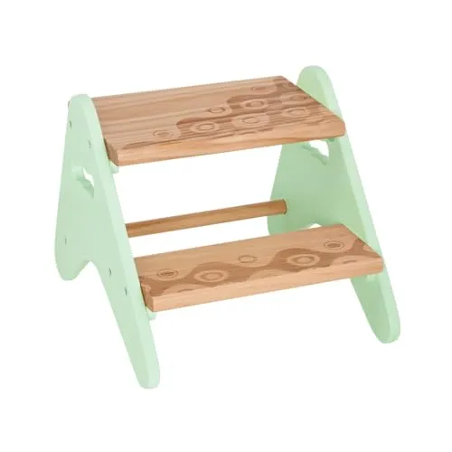 B. spaces Stabiler Tritthocker Kinder aus Holz – Mintfarbener 2-stufiger Hocker - Hocker fürs Kinderzimmer, sicher bis 70 kg und ideal für Bad, Küche oder Kinderzimmer. Stylisches Design in Mint mit praktischen Griffen für einfachen Transport.