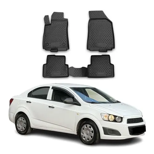 OMAC Auto-Fußmatten für Chevrolet Aveo T300 2012-2021, 4-teilig Schwarz - Hochwertige Allwetter-Automatten für Chevrolet Aveo T300, wasserdicht und rutschfest, bieten perfekten Schutz und sind leicht zu reinigen.