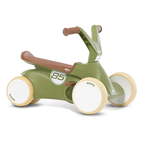 Berg GO² 2in1 Rutschauto Retro Grün - Kinderfahrzeuge: 2in1 Rutscher und Laufrad für Kinder von 10-30 Monaten, ergonomisches Design mit ausgeklappten Pedalen für sicheres Pedal-Gokartfahren.