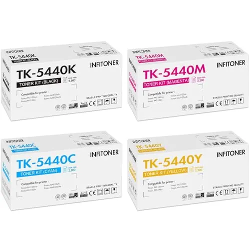 INFITONER TK-5440 TK5440 Kompatibel für Kyocera Ecosys MA2100cwfx PA2100cwx PA2100cx MA2100cfx Toner MA2100 PA2100 TK 5440 TK-5440K TK-5440C TK-5440Y TK-5440M Schwarz Cyan Magenta Gelb, 4er-Pack