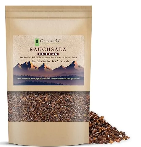 Gourmetia Rauchsalz grob 200g, naturbelassenes kaltgeräuchertes Meersalz - auch als fein