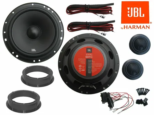 JBL Lautsprecher Set für VW Scirocco 2008-2017 - KFZ-Lautsprecherboxen mit 200 Watt max. Leistung, ideal für hervorragenden Sound im Scirocco. Inklusive Adapterringen und Montagematerial für einfache Installation.