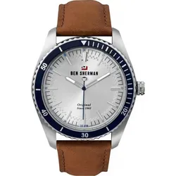 Ben Sherman WBS114UT The Ronnie Original Herren 45mm - Braun/Silber - Herrenuhr mit 10 ATM Wasserdichtigkeit, elegantes Edelstahlgehäuse und hochwertigem Rindslederarmband für stilvolle Anlässe.