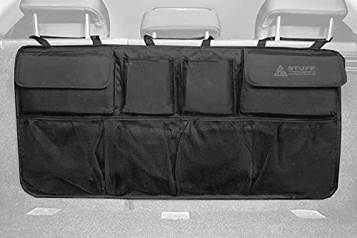 stuff from above Auto Organizer für den Kofferraum - Perfekter Halt durch starken Klett an Rückseite - [84x46cm] - Kofferraum Tasche für Zubehör - Aufbewahrungstasche für kfz - Aufbewahrung - car