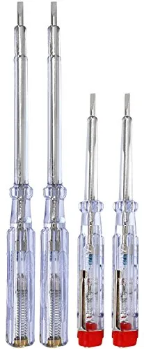 com-four® 4x VDE Spannungsprüfer in verschiedenen Größen - Schlitz Phasenprüfer mit Schraubenzieher - Stromprüfer Multitool - 19 cm, 14 cm (04 Stück - Spannungsprüfer)