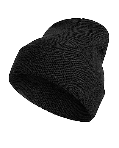 SERIMANEA Mütze Schwarz Herren - Strick Beanie aus 100% Acryl für Herren. Warme, Weiche und Bequeme Kopfbedeckung für kalte Tage im Herbst und Winter - Einheitsgröße.