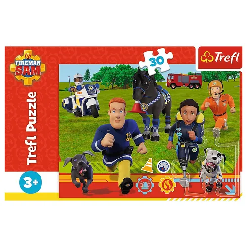 Puzzle 30 elementów Strażak Sam Gotowi do pomocy TREFL 18297 TR T 5900511182972