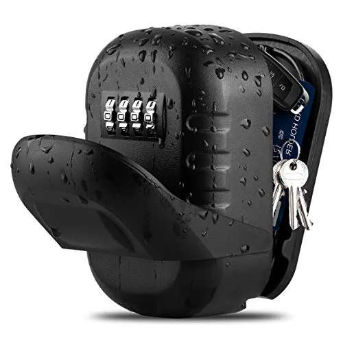BTNEEU Schlüsseltresor Wandmontage Aussen, Schlüsselsafe mit Zahlencode 4-stelligem für Schlüssel, Gross Schlüsselbox Außen für Draußen, Innen, Haus, Zuhause, Garage, Schule (Schwarz 1)