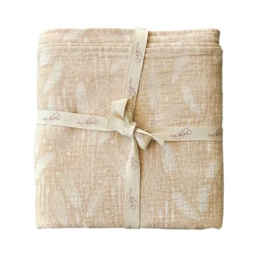 Sommerdecke Musselin Dreamcatcher 200x150cm in gelb von SCHMUSEWOLKE