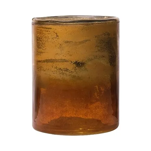 INNA-Glas Maxi Teelichtglas Rigoberto - Eleganter Teelichthalter in Gold und Orange - Stylischer Teelichthalter von INNA-Glas, Höhe 12,5 cm, Durchmesser 10 cm. Ideal für stimmungsvolle Beleuchtung und dekorative Akzente in jedem Raum.