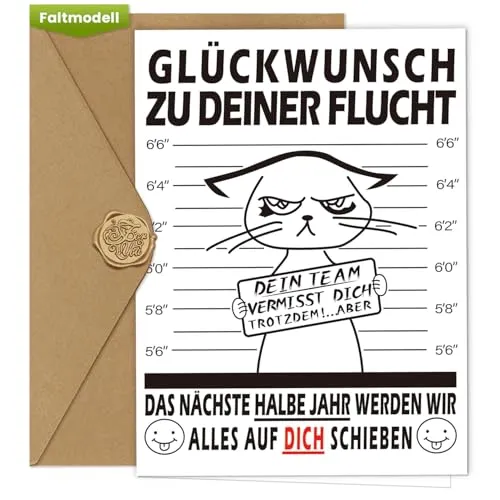 Werfunee Abschiedskarte Kollegen A6 mit Umschlag und Wachssiegel