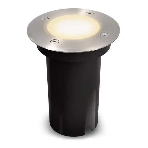 SSC-LUXon KALPA LED Außenstrahler - Runde Bodeneinbauleuchte, 6W warmweiß - Wegeleuchten, robust und wetterfest mit IP67, ideal für Terrassen und Gartenwege. Einfache Installation ohne Trafo, trittsicher bis 2.000 kg.