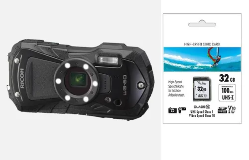 Ricoh WG-80 Schwarz - Wasserdichte Digitalkamera für Abenteuer - Digitale Kompaktkamera für Unterwasseraufnahmen bis zu 14 Metern, stoßsicher und mit 16 MP Bildqualität für atemberaubende Fotos und Videos.