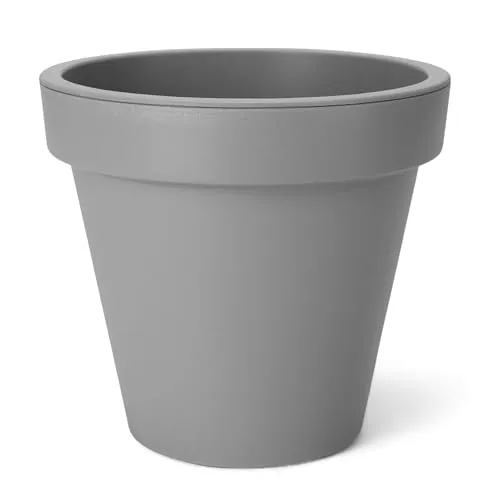 Spetebo Kunststoff Pflanzkübel S klein - 30 cm/grau - Blumenkübel rund für Außen und Innen - Garten Pflanztopf Blumentopf Pflanzgefäß Übertopf