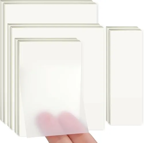 Blätter 4-Typen Transparente Haftnotizen， Wasserfest und Wiederbeschreibbar Clear Sticky Notes für Büros，Selbstklebendes Transparent, Durchsichtige Sticky Notes für Schule, Büro, Hause 400