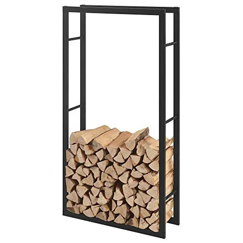 [en.casa] Kaminholzregal 80x150x25cm - Ordnung für Feuerholz - Kaminholzregal aus pulverbeschichtetem Stahl, ideal zur ordentlichen Lagerung von Feuerholz. Schützt vor Bodenfeuchtigkeit, für Innen- und Außenbereich geeignet.