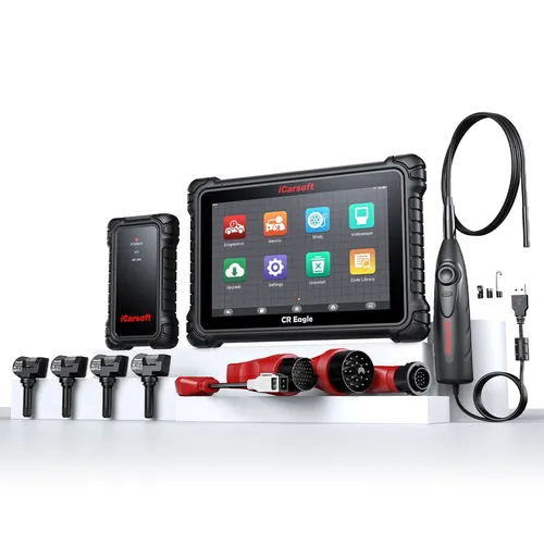 iCarsoft CR Eagle OBD Diagnosegerät mit TPMS Videoskop - OBD-Scanner für PKW, bietet umfassende Fahrzeugdiagnose und integriertes Videoskop für präzise Fehleranalyse.