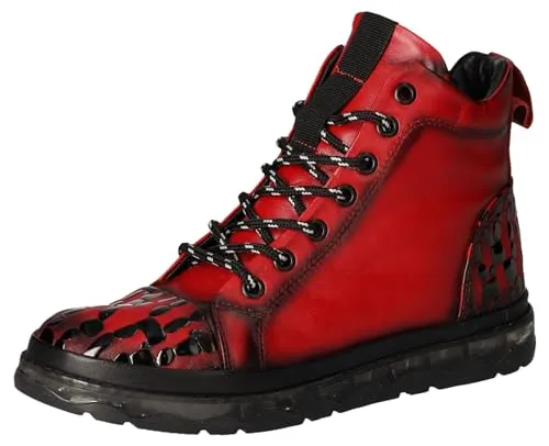 2GO FASHION Schnürboots aus echtem Leder in Rot - 37 EU - Wanderschuhe aus hochwertigem Glattleder mit wärmendem Fleece-Innenmaterial, ideal für sportliche Aktivitäten und kalte Tage.