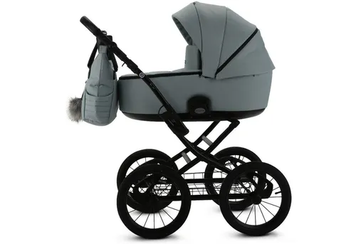 Knirpsenland Kombi-Kinderwagen Retro Style 2in1 inkl. Sportwagen, Wickeltasche & viel Zubehör, (Spar-Set), hohe Sicherheit durch One-Klick System der Kinderwagenaufsätze