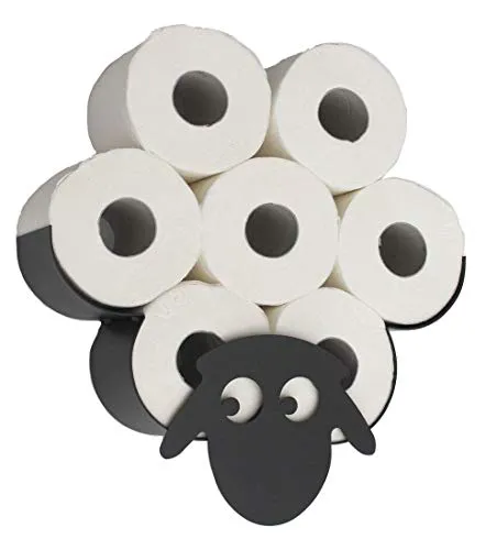 DanDiBo Toilettenpapierhalter Schaf - Wandhalterung in Schwarz - Toilettenpapierhalter mit originellem Schaf-Design, ideal für kreative Badezimmergestaltung und einfache Wandmontage.