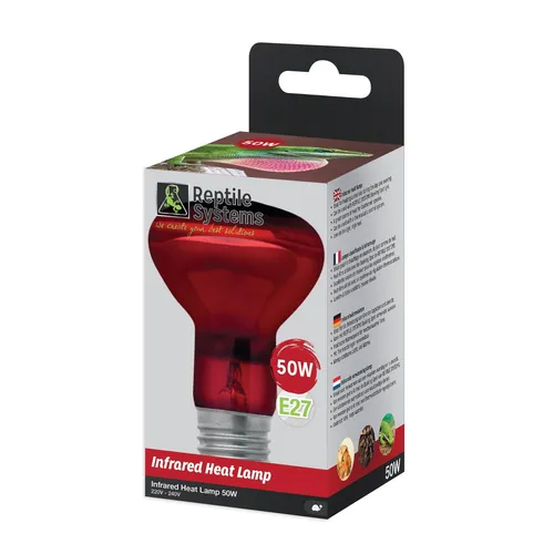 Reptile Systems Infrared Heat Lamp, E27 Infrarot Wärmelampe 50W Reptilien Lampe