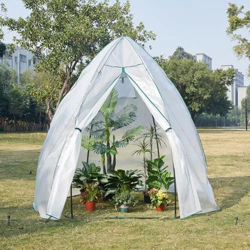 [en.casa] Gewächshaus Hunze – Foliengewächshaus für Pflanzenanbau - Garten-Zubehör: Ganzjähriger Schutz für Ihre Pflanzen mit robustem Stahlrahmen und aufrollbarem Netzfenster für optimale Belüftung.