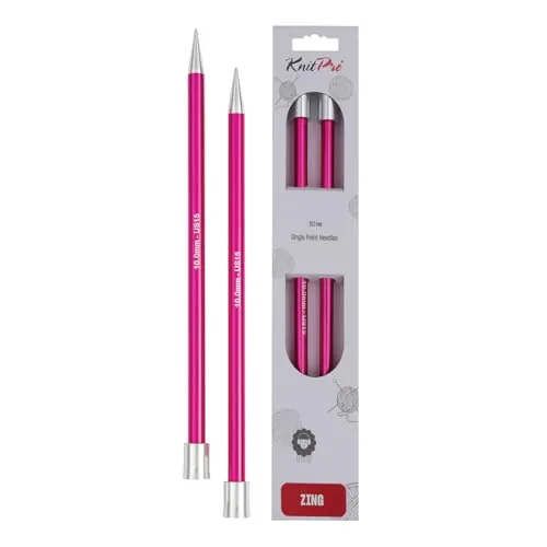 Knit Pro Zing Jackennadeln-35 cm-10,00 mm, Rosa