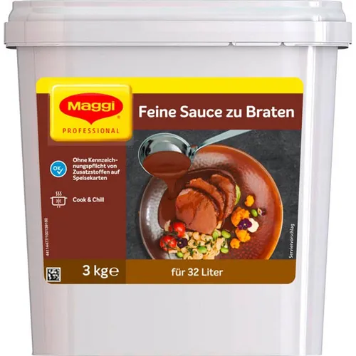 Maggi Feine Sauce zu Braten (3 kg) - Fertiggerichte mit vollmundigem Bratengeschmack, ideal für Fleischgerichte und vielseitig einsetzbar, auch für vegane und vegetarische Speisen geeignet.