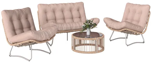 Gartenmöbel Set 4-teilig Polyrattan Lounge-Set